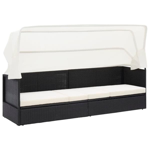 vidaXL havesofa med baldakin polyrattan sort