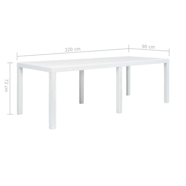 vidaXL Hagebord 220x90x72 cm plast antrasitt rottingdesign