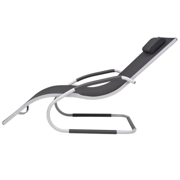vidaXL liggestol med pude aluminium og textilene sort
