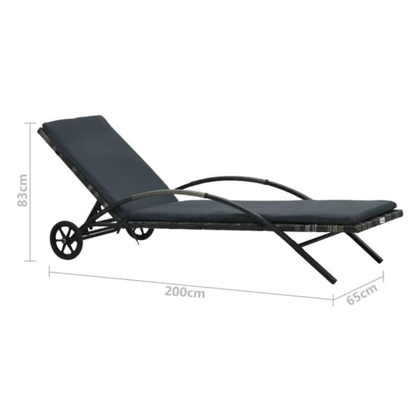 vidaXL Solsäng med dyna & hjul konstrotting antracit