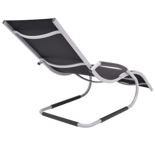 vidaXL Solsäng med kudde aluminium och textilene svart
