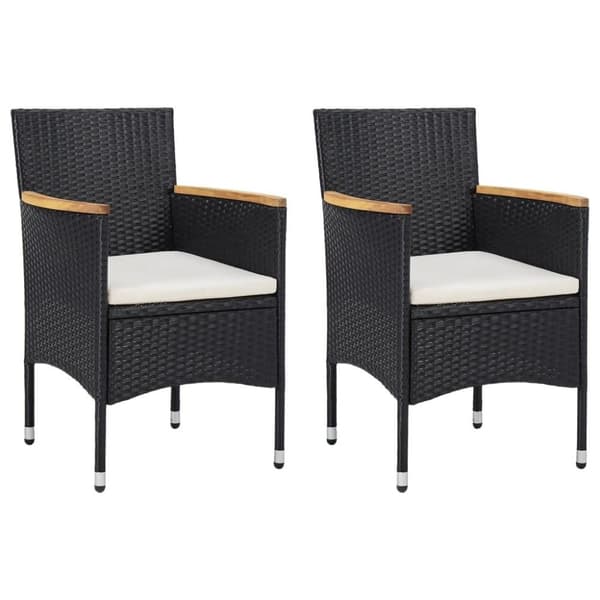 vidaXL spisebordsstole til haven 2 stk. polyrattan sort