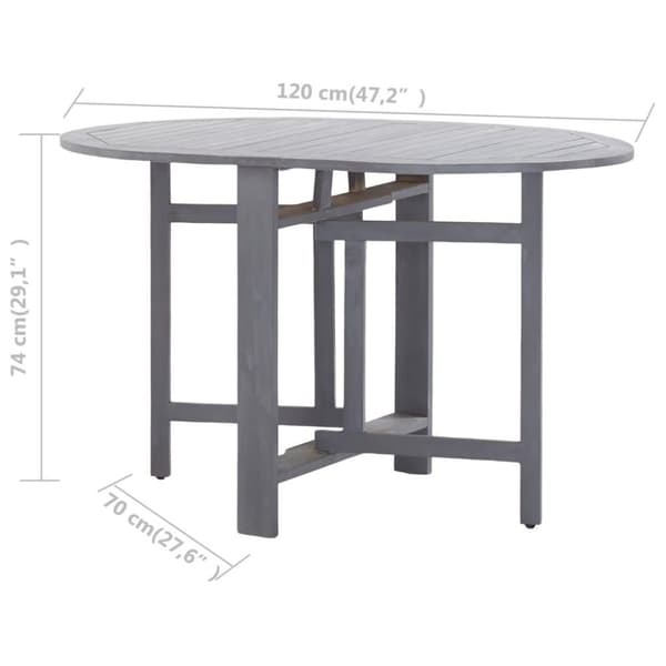 vidaXL Hagebord grå 120x70x74 cm heltre akasie