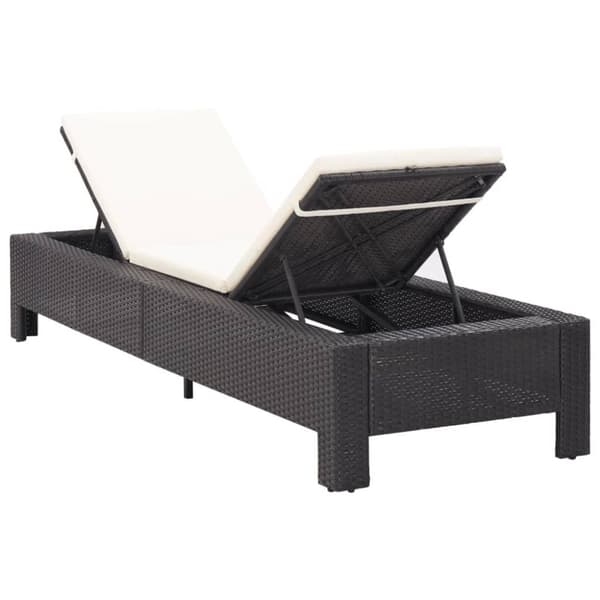 vidaXL Solsäng med dyna svart konstrotting