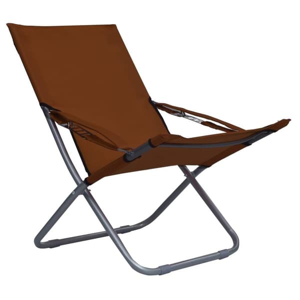 vidaXL Hopfällbara strandstolar 2 st tyg brun
