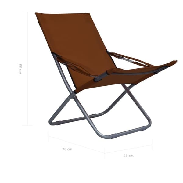 vidaXL Hopfällbara strandstolar 2 st tyg brun