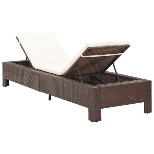 vidaXL solseng med hynde polyrattan brun