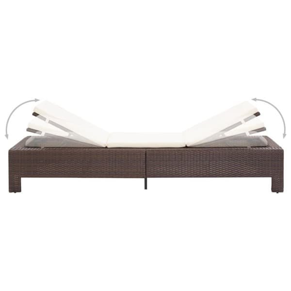 vidaXL solseng med hynde polyrattan brun