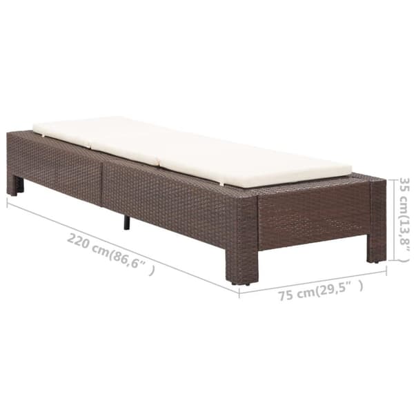 vidaXL solseng med hynde polyrattan brun