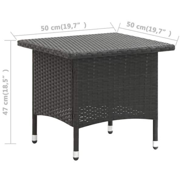 vidaXL tebord 50 x 50 x 47 cm polyrattan sort