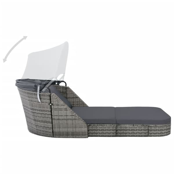 vidaXL solseng med baldakin polyrattan antracitgrå