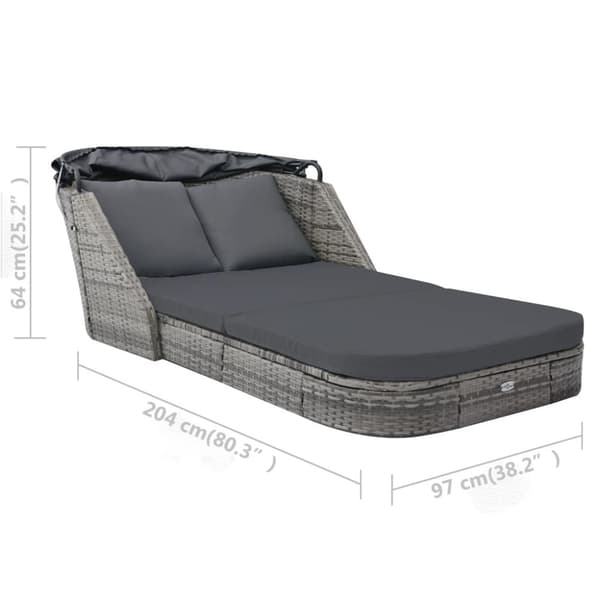 vidaXL solseng med baldakin polyrattan antracitgrå