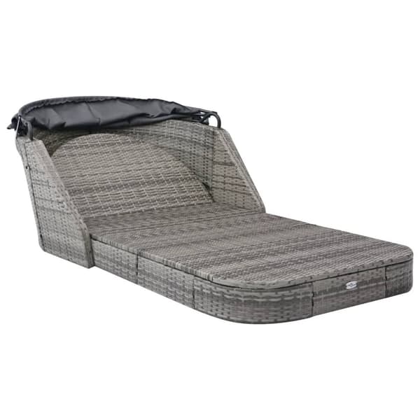vidaXL solseng med baldakin polyrattan antracitgrå