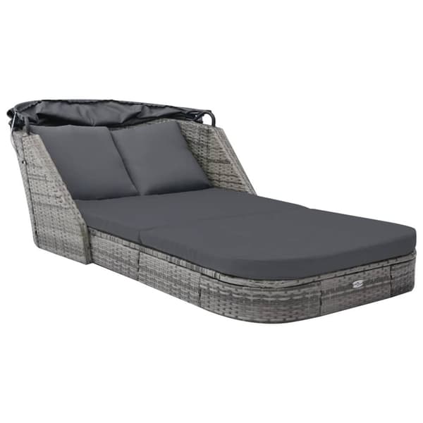 vidaXL solseng med baldakin polyrattan antracitgrå