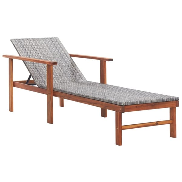 vidaXL liggestol med hynde polyrattan og massivt akacietræ grå