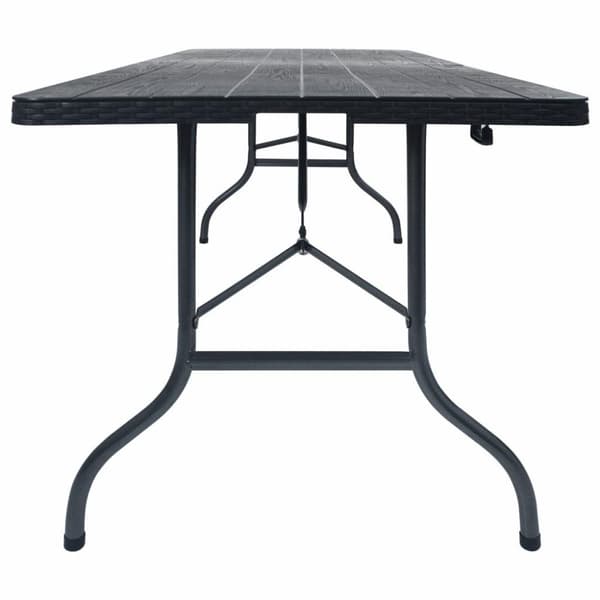 vidaXL Hopfällbart trädgårdsbord svart 180x75x72  cm HDPE konstrotting