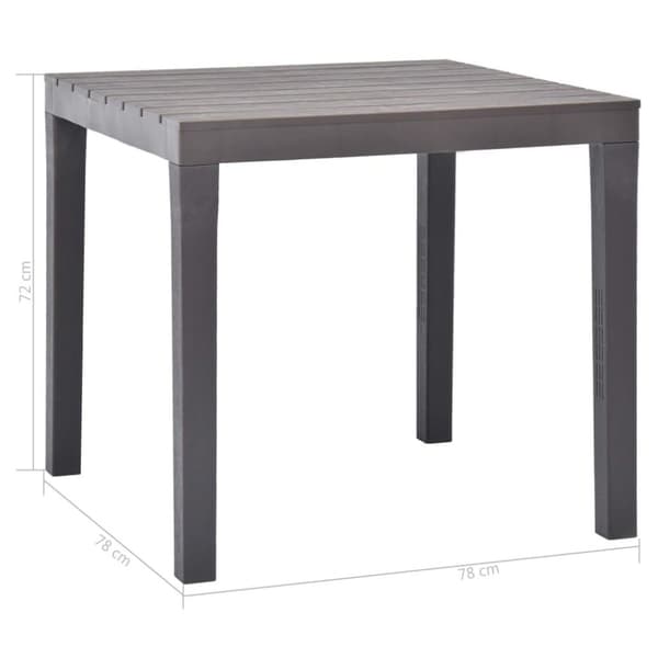 vidaXL havebord 78 x 78 x 72 cm plastik mokkafarvet