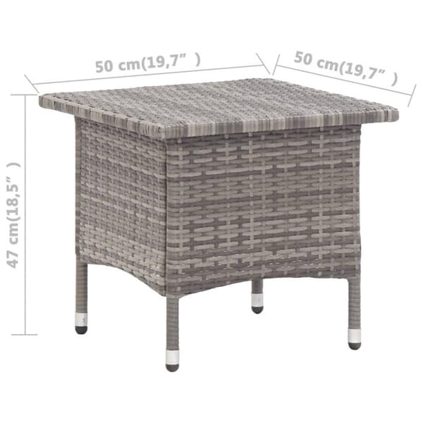 vidaXL tebord 50 x 50 x 47 cm polyrattan grå