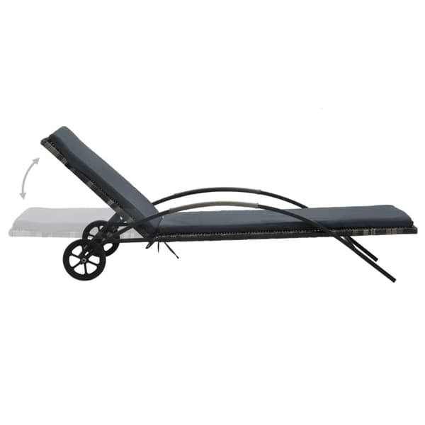 vidaXL liggestole med bord polyrattan antracitgrå
