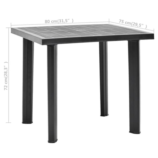 vidaXL Trädgårdsbord antracit 80x75x72 cm plast