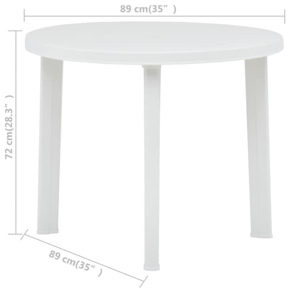 vidaXL havebord 89 cm plastik hvid