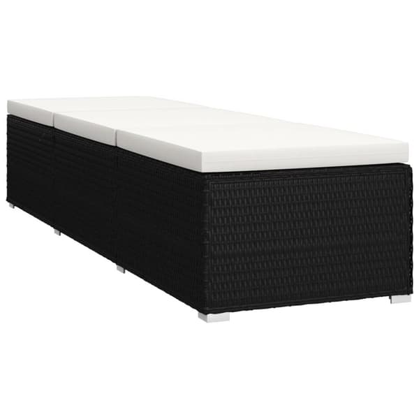 vidaXL Solsäng med dyna & bord konstrotting gräddvit
