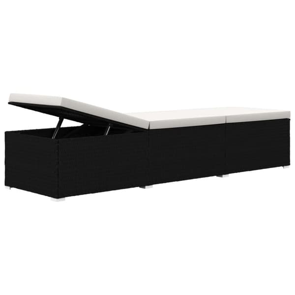 vidaXL Solsäng med dyna & bord konstrotting gräddvit