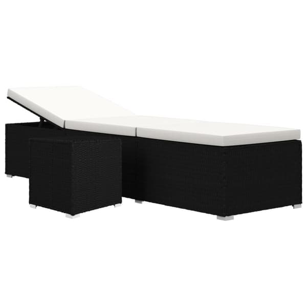 vidaXL Solsäng med dyna & bord konstrotting gräddvit