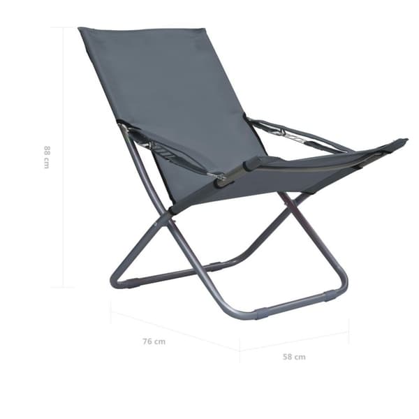 vidaXL foldbare strandstole 2 stk. stof grå