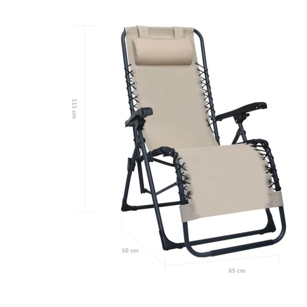 vidaXL foldbar dækstol textilene cremefarvet