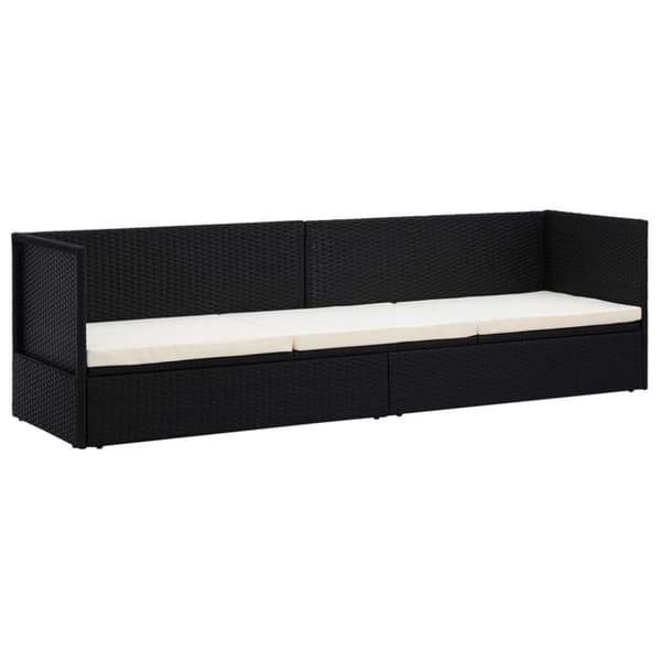 vidaXL haveseng med hynde og puder polyrattan sort