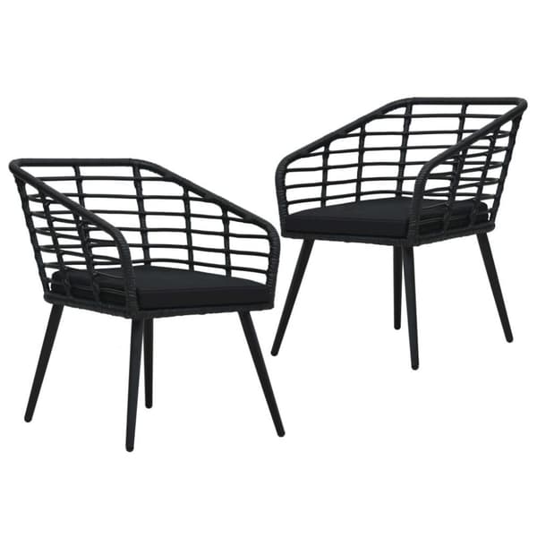 vidaXL havestole med hynder 2 stk. polyrattan sort