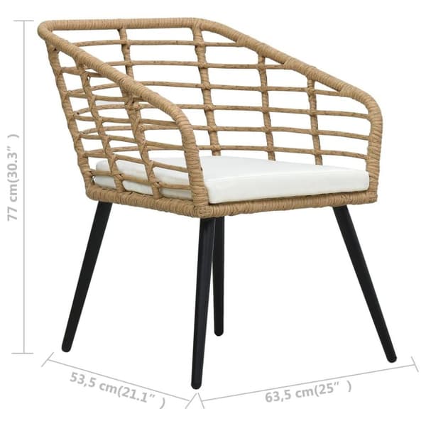 vidaXL havestole med hynder 2 stk. polyrattan egetræsfarve