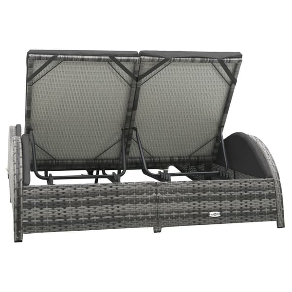 vidaXL dobbelt liggestol med hynde polyrattan antracitgrå