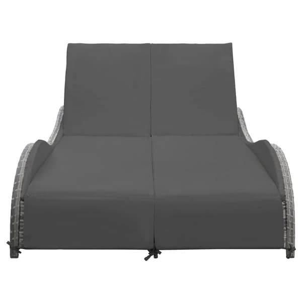 vidaXL dobbelt liggestol med hynde polyrattan antracitgrå
