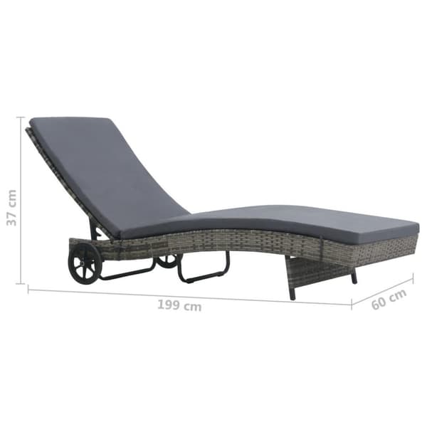vidaXL liggestol med hjul og hynde polyrattan antracitgrå