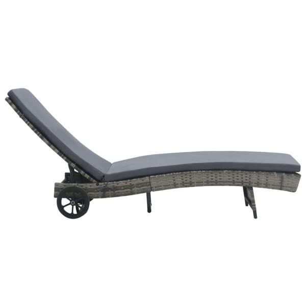 vidaXL liggestol med hjul og hynde polyrattan antracitgrå