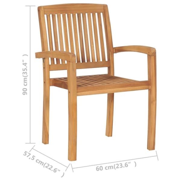 vidaXL Stablebare spisestoler til hage 2 stk heltre teak