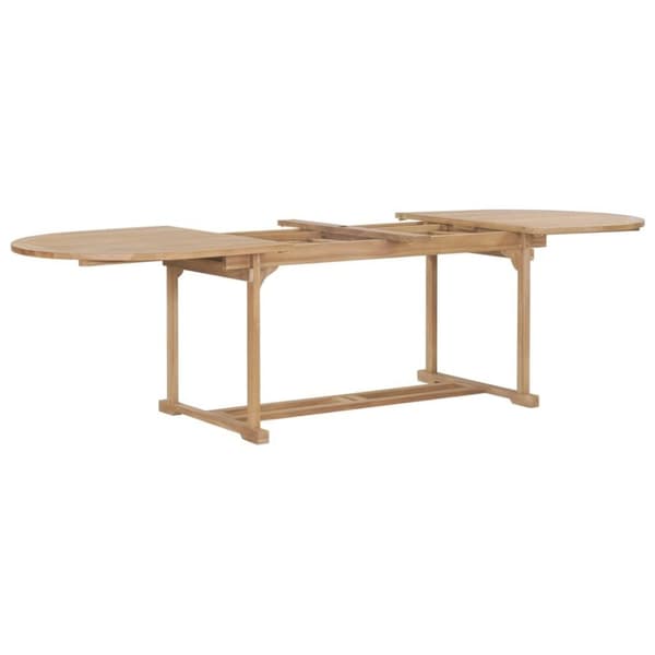 vidaXL forlængeligt havebord 180-280 x 100 x 75 cm massivt teaktræ oval