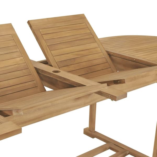 vidaXL forlængeligt havebord 180-280 x 100 x 75 cm massivt teaktræ oval