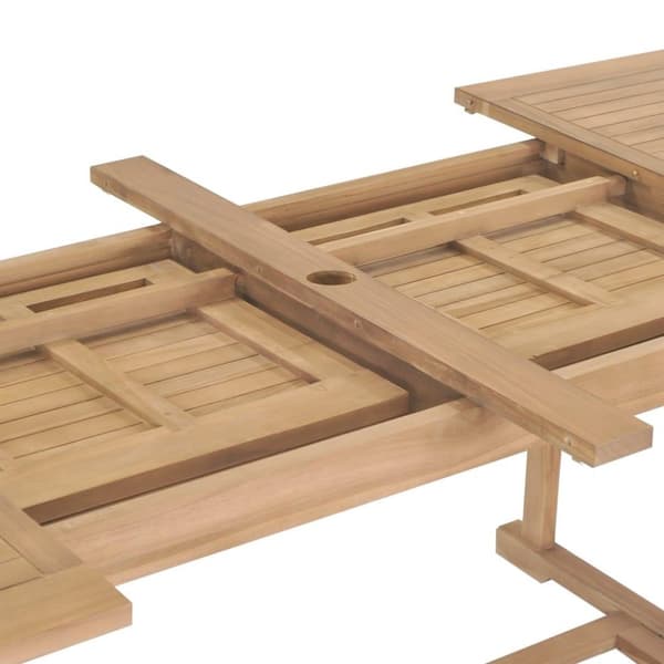 vidaXL forlængeligt havebord 180-280 x 100 x 75 cm massivt teaktræ oval