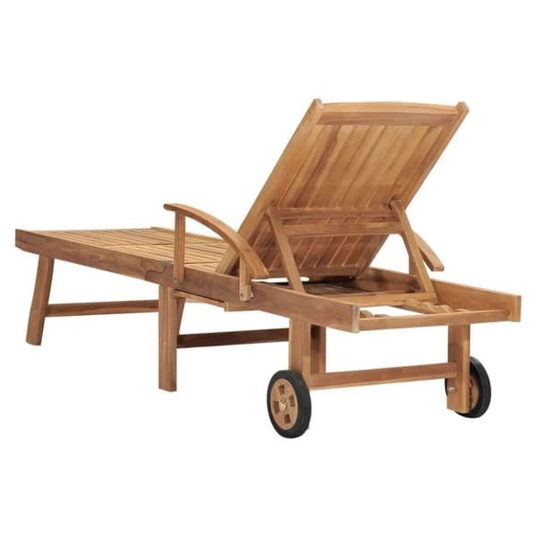 vidaXL Solsäng med bord massiv teak
