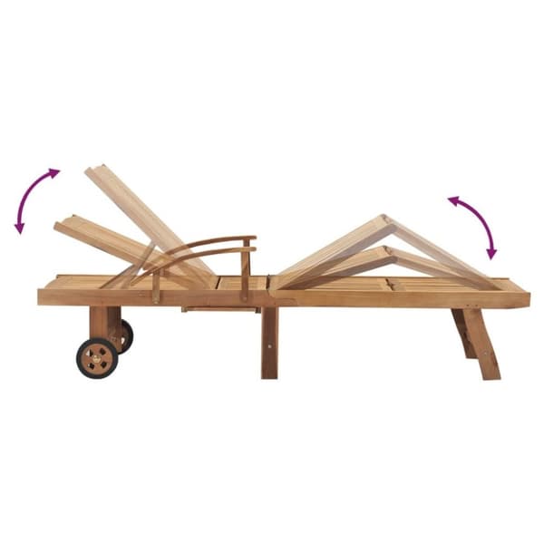 vidaXL Solsäng med bord massiv teak