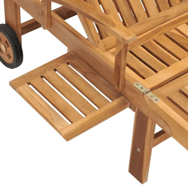 vidaXL Solsäng med bord massiv teak