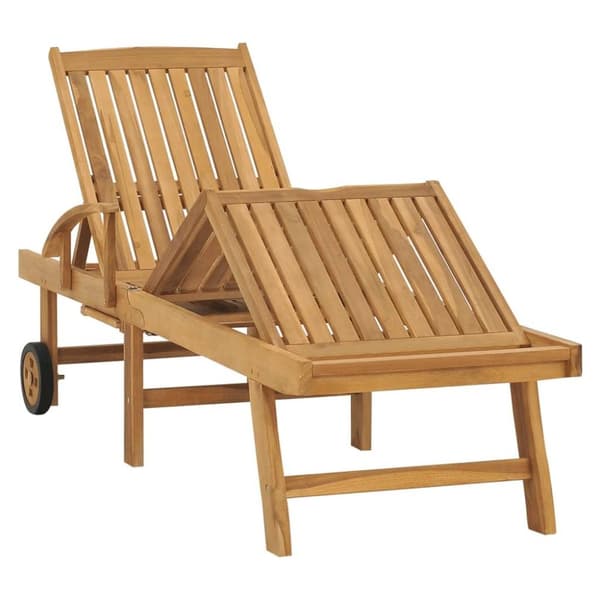 vidaXL Solsäng med bord massiv teak