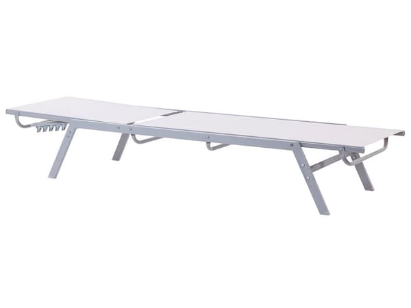 Liggestol Hvid Sølv Aluminium 200 cm Nonwood Solseng til Terrasse Altan Indretning Solstol med Justerbart Ryglæn Udendørs Vedligeholdelsesfri