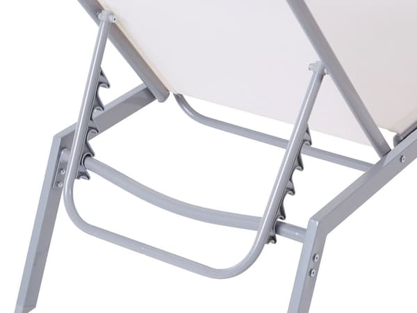Liggestol Hvid Sølv Aluminium 200 cm Nonwood Solseng til Terrasse Altan Indretning Solstol med Justerbart Ryglæn Udendørs Vedligeholdelsesfri