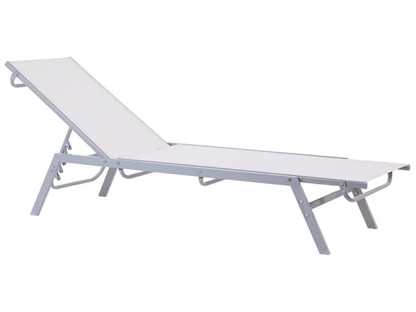 Liggestol Hvid Sølv Aluminium 200 cm Nonwood Solseng til Terrasse Altan Indretning Solstol med Justerbart Ryglæn Udendørs Vedligeholdelsesfri