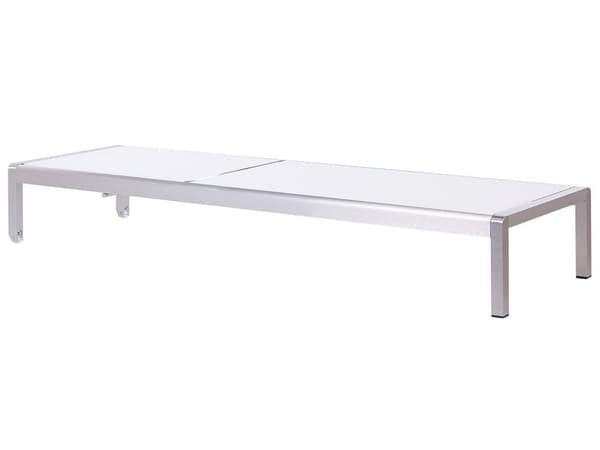 Solseng Hvid Sølv Anodiseret Aluminium og Tekstil 198 x 64 cm Liggestol med Justerbar Nakkestøtte Vedligeholdelsesfri til Udendørs Terrasse