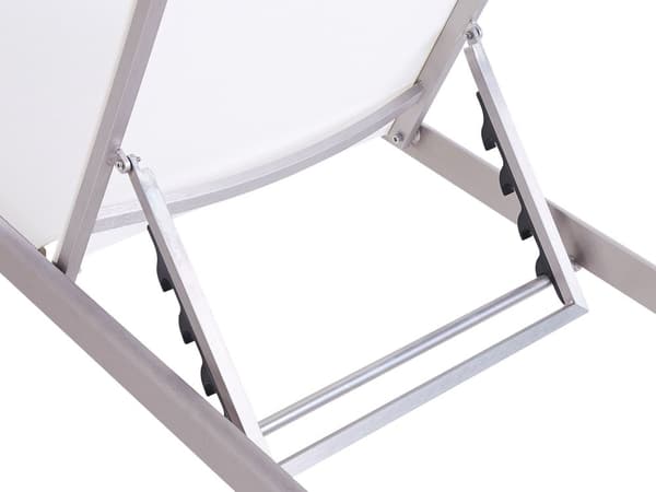 Solseng Hvid Sølv Anodiseret Aluminium og Tekstil 198 x 64 cm Liggestol med Justerbar Nakkestøtte Vedligeholdelsesfri til Udendørs Terrasse